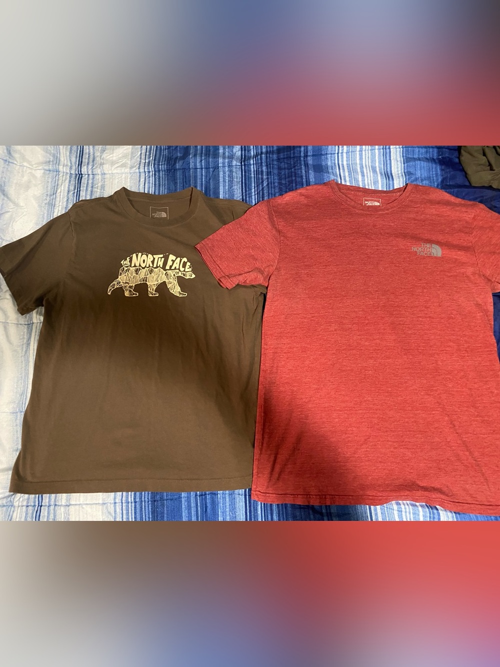 The North Face Men’s Brown Graphic Tee & Red Crew Short Sleeve Set